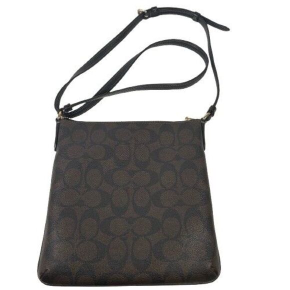 Coach Mini Rowan File Bag Crossbody Purse Signature Canvas Brown Black CF340 - Picture 13 of 16